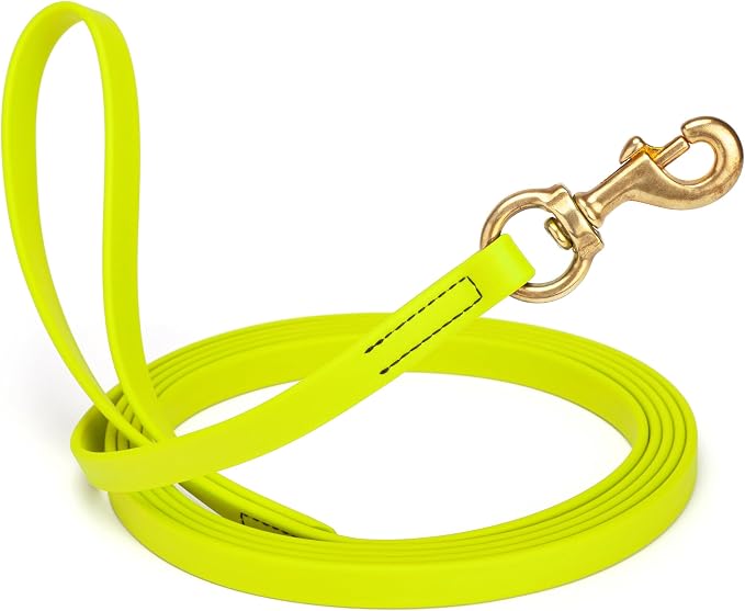 Viper Biothane K9 Working Dog Leash Waterproof Lead for Tracking Training Schutzhund Odor-Proof Long Line with Solid Brass Snap for Puppy Medium and Large Dogs, 10ft Safety Yellow