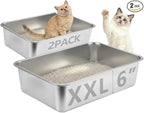 Homegroove Stainless Steel Litter Box 2 Pack, 23.6"x15.7"x6" for Multi-Cats | Large Metal Cat Litter Box, Non-Stick Easy to Clean Surface, Jumbo Size for Big Cats & Multiple Cats