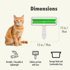 Roller Pet Hair Remover and Reusable Lint Roller - Cat and Dog Hair Remover for Furniture, Carpet, Clothes, Bedding and Car Seats- Lightweight, Multi-Surface Fur Removal Tool (Green)