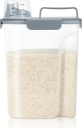 LEAWALK Airtight Rice Storage Container, 7-10Lbs Cereal Dry Food Flour Bin, Pet Dog Cat Food Dispenser with Measuring Cup, BPA Free Plastic Kitchen and Pantry Organization Bin for Sugar-Gray