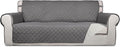 PureFit Reversible Quilted Sofa Cover Dog Couch Covers for Sofa, 66 in | Gray/Ivory, Water Resistant Couch Protector, Washable Pet Couch Cover with Non Slip and Elastic Straps For Kids