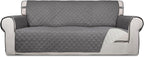 PureFit Reversible Quilted Sofa Cover Dog Couch Covers for Sofa, 66 in | Gray/Ivory, Water Resistant Couch Protector, Washable Pet Couch Cover with Non Slip and Elastic Straps For Kids
