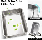 Stainless Steel Litter Box XL,Large Metal Litterbox for Big Cat | 23.6“x15.7"x6" Deep, Cat Litter Box for Big Cats with High Sides, Non Stick Surface, Easy to Clean