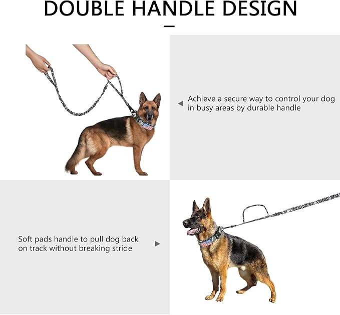 DAGANXI Tactical Dog Collar, Adjustable Military Training Nylon Dog Collar with Control Handle and Heavy Metal Buckle for Medium and Large Dogs, with Patches and Airtags Case (L, Camo-Set)