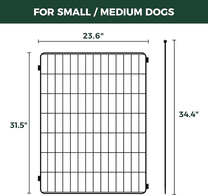 FXW MiniPaws Dog Playpen, Indoor, Yard & RV Camping, 32" H, 4 Panels | Portable, Expandable Layout, Tool-Free Setup, For Small & Medium Dogs
