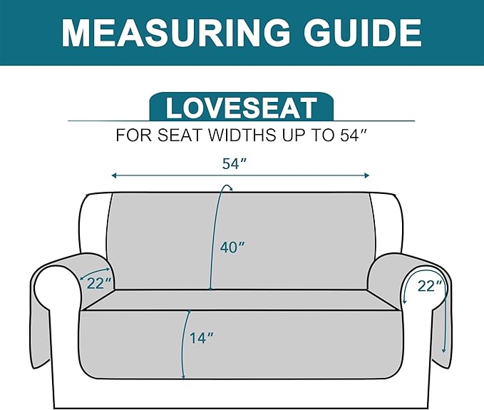 Turquoize 100% Waterproof Couch Cover Sofa Covers for 2 Cushion Couch Loveseat Covers Triple Non-Slip Couch Cover for Dogs Washable Furniture Protector Cover for Pets, Kids,Dog (Loveseat 54", Sage)