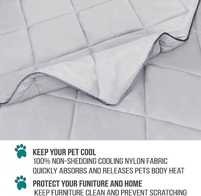 PetAmi Premium Cooling Dog Blanket | Lightweight Fluffy Pet Throw Blanket Bed Cover for Dogs, Cat, Puppies | Pet Blanket Furniture Protector Couch Sofa | Reversible Fuzzy Cozy | 24x32, Light Grey