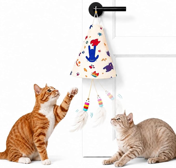 Interactive Cat Toys for Indoor Cats, Automatic Hanging Cat Hunting Toy | Randomly rising hidden prey feather keeps cats hunting active and entertained while reducing boredom and destructive behavior
