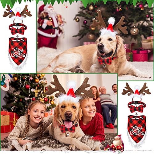 Frienda 6 Pcs Dog Christmas Reindeer Antler Bandana,Chic Style,Red - Image 5