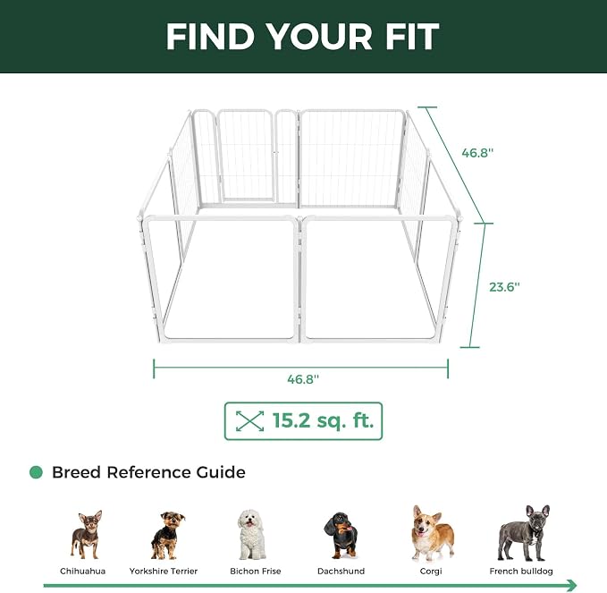 FXW AuraSpace Pro Acrylic & Wire Mesh Indoor Dog Playpen, 24" H, 8 Panels | Clear View, Heavy-duty Metal, Flexible Layouts, Easy Walk-Through, For Puppies & Small Dogs, Patented