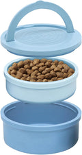 Dog Travel Bowls - Set of 2 Portable Pet Food & Water Dishes with Lid & Handle - Each Nesting Container Includes a Non-Slip Silicone Base - Microwave & Dishwasher Safe - BPA & Toxin-Free