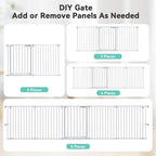 COMOMY 127.8" Extra Wide Baby Gate, Dog Gate for House Stairs Doorways | Auto Close Pet Gate with Door Walk Through, 5 Metal Panels, Hardware Mounted Baby Fence Indoor Outdoor(30" Tall,White)