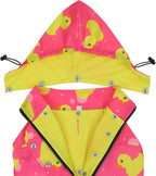 HDE Dog Raincoat Poncho Double Layer Zip Rain Jacket with Removable Hood, Leash Hole for Small to 3XL Dogs and Puppies Ducks Pink - XL