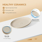 Havniva Ceramic Cat Bowls, Shallow Cat Dishes, Cat Food Plate Set of 3 | Wide Opening, 6” Cat Plates, Ceramic Cat Food Bowls for Wet & Dry Food, Non-slip Rubber Base, Whisker Friendly Cat Bowl