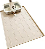 Songrey Silicone Cat Litter Mat 24" x 16", Large Litter Trapping Mat, Beige | Waterproof, Urine-Proof Litter Box Mat for Floor, Soft on Kitty Paws, Easy To Clean, Cat Supplies, Pet Feeding Mat