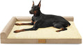 Patas Lague Orthopedic Large Dog Bed Pet Sofa Beds 48''X30''Beige | L Bolster Egg-Crate Foam Dog Couch For Large Sized Dogs, Waterproof Removable Washable Cover, Pet Mat with Nonskid Bottom