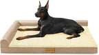 Patas Lague Orthopedic Large Dog Bed Pet Sofa Beds 48''X30''Beige | L Bolster Egg-Crate Foam Dog Couch For Large Sized Dogs, Waterproof Removable Washable Cover, Pet Mat with Nonskid Bottom