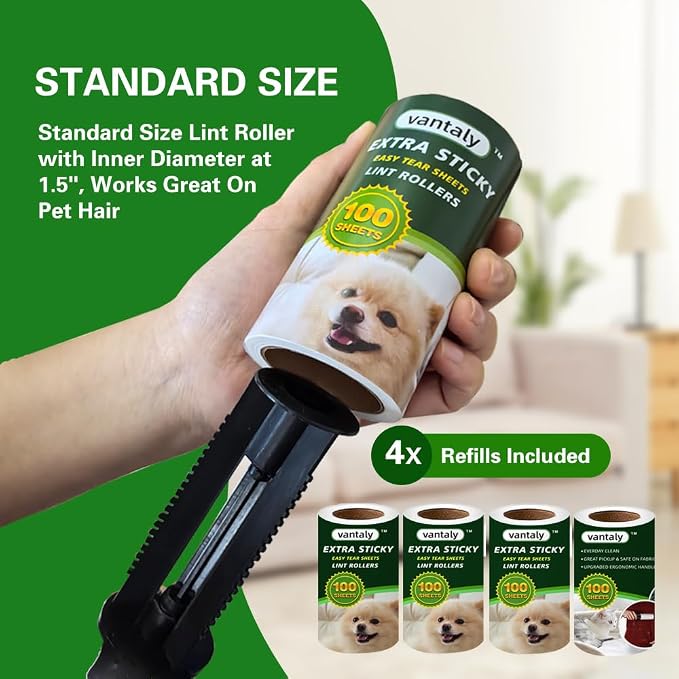 Lint Rollers for Pet Hair, 600 Sheets 2 Handles with 6 Rollers | Extra Sticky, Lint Remover for Clothes, Clean Hair on Sheets Couch Furniture and Carpet, Dog and cat Lint Roller,travel size