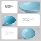 Ceramic Elevated Cat Bowls - 6.2 Inch Extra Wide Raised Cat Food and Water Bowl Set for Indoor Cats, Whisker-Friendly Ceramic Cat Dish for Elder Big Cats & Small Dogs,Blue,1 Pack