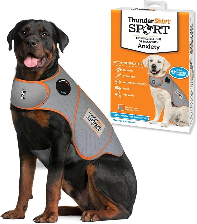 ThunderShirt for Dogs Calming Anxiety Vest, XX Large, Platinum Sport | Skin-Friendly Dog Anxiety Shirt, Helps Reduce Stress from Thunder, Fireworks & Travel