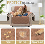 H.VERSAILTEX 100% Waterproof Arm Chair Covers Slipcover Modern Chair Slip Covers with Arms Living Room Chair Covers with Elastic Straps for Dog (Chair, Terracotta/Beige)