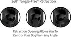 TUG 360° Tangle-Free Retractable Dog Leash with Anti-Slip Handle | 16 ft Strong Nylon Tape | One-Handed Brake, Pause, Lock (Small, Black/Grey)