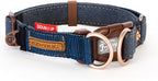 EzyDog Double Up Dog Collar, Strong Double D-Rings - X-Large, Denim | Dual D-Rings for Superior Strength, Safety, and Comfort, Soft Touch Nylon Webbing, Reflective Stitching, Id Attachement Point