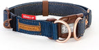 EzyDog Double Up Dog Collar, Strong Double D-Rings - Large, Denim | Dual D-Rings for Superior Strength, Safety, and Comfort, Soft Touch Nylon Webbing, Reflective Stitching, Id Attachement Point