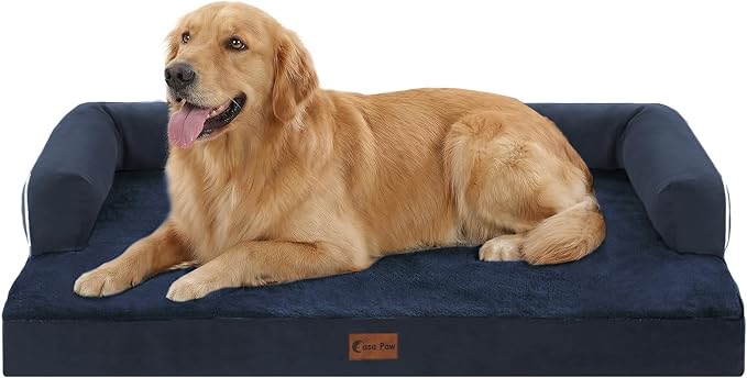 Orthopedic Dog Bed for Extra Large Dogs, 41x27in, Navy Blue | Orthopedic Foam Relieves Joint Pressure, Bolsters Supports Head And Neck, Washable Cover, Non-Slip Bottom