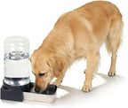 PAKEWAY 1.6 Gallon Gravity Dog Water Dispenser, Automatic Pet Waterer with Stainless Steel Bowl, Transparent Tank and 3 Filters for Medium Dogs and Cats, 6.1L