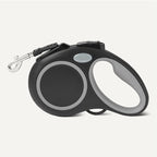 Amazon Basics Reflective Retractable Dog Leash, 16.4 Ft Tape Leash for Dogs Up to 33 Lbs, Non-Slip Comfort Grip, Quick-Lock, Small, Black