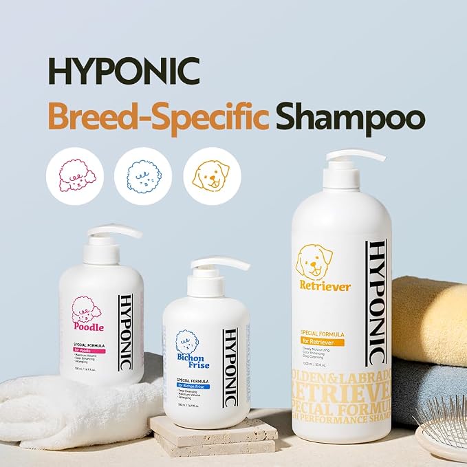 HYPONIC Shampoo for Bichon Frise - Hypoallergenic Breed-Specific Shampoo for Bichon Frise for Full Volume, deep Cleansing, and Hair Elasticity (10.14 fl.oz)
