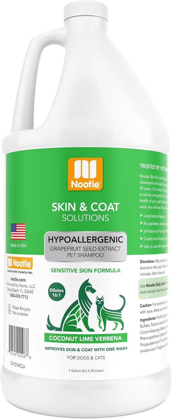 Nootie - Pet Shampoo for Sensitive Skin - Revitalizes Dry Skin & Coat - Natural Ingredients - Gentle Dog Shampoo - Cleans & Conditions