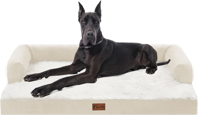 Orthopedic Washable Dog Bed for Extra Large Dogs, 53x42in, Beige | Orthopedic Foam Eases Joint Pressure, Bolsters Supports Head And Neck, Washable Pet Beds, Removable Cover, Non-Slip Bottom