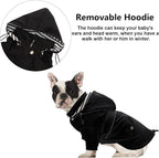 Morezi Dog Zip Up Raincoat with Reflective Buttons, Rain/Water Resistant, Adjustable Drawstring, Removable Hood, Raincoats with Legs 8lbs to 80lbs Available - Black - S