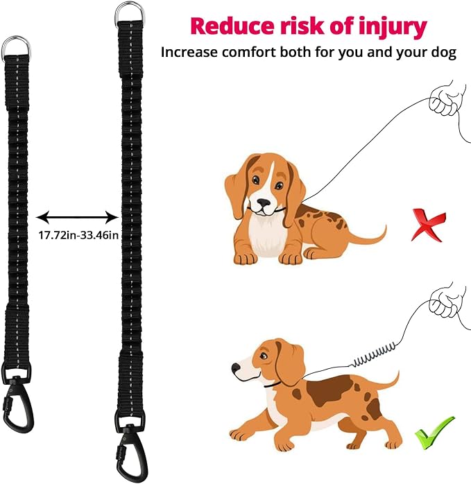 Long Dog Leash 40 FT: Heavy Duty Rope Leashes for Dogs Training with Swivel Lockable Hook Reflective Threads Bungee and Padded Handle - Dog Lead for Large Small Medium Dogs Outside Walking Hiking Pink