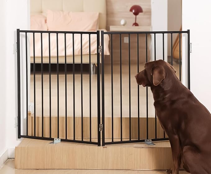 No Pawblems Full Metal Dog Gate Extension, 30" Tall Foldable Panels | Foldable Dog Fence & Pet Gate Extension for Deck/Stairs, Indoor/Outdoor, 52" Wide, 2 Panels, Black