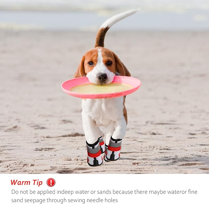 Dog Shoes for Large Dogs Breathble Dog Shoes for Hot Pavement Anti-Slip Dog Boots & Paw Protectors for Summer Hot Pavement Hiking Dog Booties Puppy Outdoor Paw Protectors 4PCS