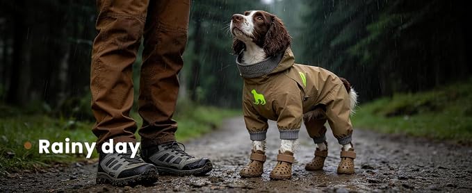 Dog Shoes for Hot Pavement - Comfortable Paw Protection for Medium & Large Dogs, Adjustable Strap & Non-Slip, Easy-Clean, Outdoor Sports Boots, Dog Booties for Summer Rain (Brown, L)