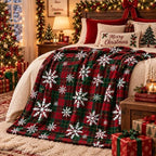 Hunnmingre Christmas Flannel Throw Blanket 50x60 In,Red Green Buffalo Plaid - Image 5