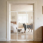 Lumizone Extra Tall Cat Gate 61.02" High 29.92"-59.44" Wide Pet Gate White | Dog Gate for Doorway Hallway Stairs Pressure Mounted Extra Wide 1.37" Gap No Drilling Auto-Close One-Handed Operation