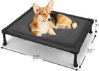 Veehoo Chew Proof Elevated Dog Bed, Padded Indestructible Raised Dog Cot | Orthopedic Dog Platform Bed with Soft Padded Mat, Durable Waterproof Pet Cot for Indoor, Outdoor or Crate, 35-Inch, Grey