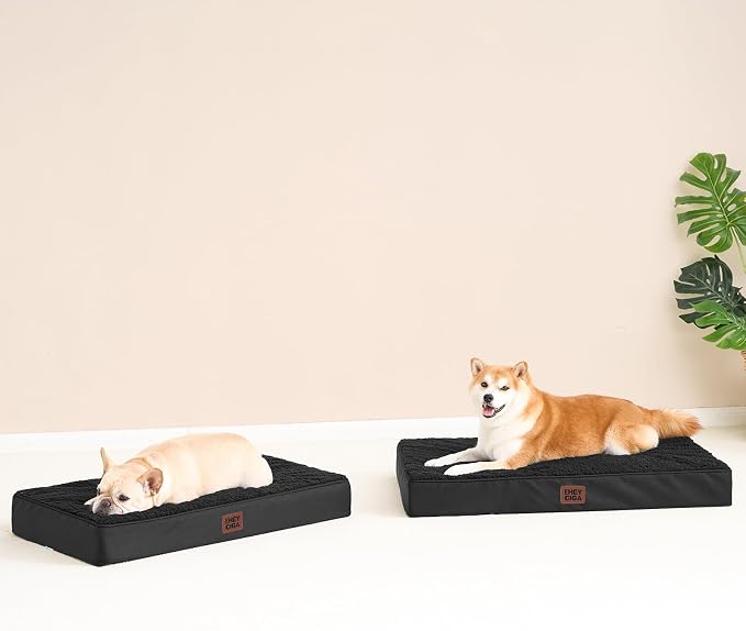 EHEYCIGA Orthopedic Dog Bed Large with Removable Washable Cover,Black,36x27 | Egg Crate Foam Support,Durable Oxford fabric,Non-Slip Bottom,Machine Washable,Soft Waterproof Plush Pet Bed Mat For Crate