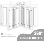 SPIRICH 96-inch Extra Wide 30-inches Tall Dog Gate with Door Walk Through, Freestanding Wire Pet Gate for The House, Doorway, Stairs, Pet Puppy Safety Fence, Support Feet Included (White)