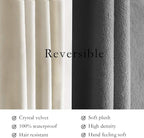 Ameritex Pet Bed Blanket Reversible 100% Waterproof Velvet Super Soft for Sofa and Bed (68x82 Inches, Cream+Grey)