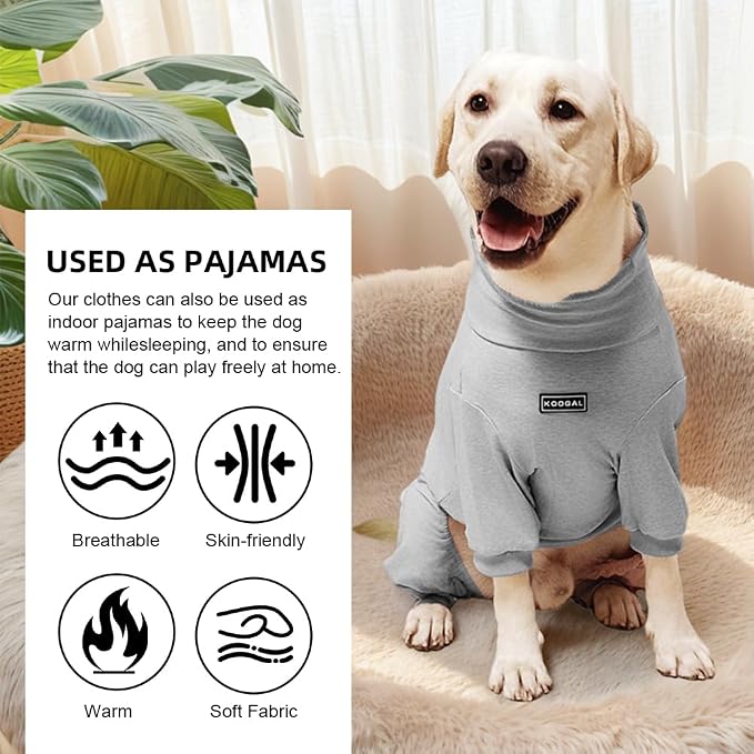 Dog Pyjamas PJS Sweater Clothes and Home Clothing Suitable for Small to Medium Breeds of Dogs, Dog Neutering Suits, Extra-Large Stretch Fabric, Four-Legged Clothes(Thin Gray, XL)