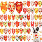 Preboun 50 Pcs Fall Dog Bandanas Bulk, Autumn Pumpkin Maple Leaves Pattern by Preboun