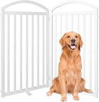 SNUOWU 2 Panels Full Matel Freestanding Dog Gates, 48" Extra Wide 36" Tall Free Standing Dog Pet Gate for Indoor & Outdoor. Foldable Pet Fences for Doorways, House, Stairs, Porch, Deck, Yard