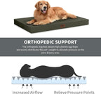 Outdoor Waterproof Orthopedic Dog Bed for Large Dogs | Egg Crate Foam for Joint Support, TPU Waterproof Layer, Machine Washable 1680D Oxford Cover, 36 x 27 Inch, Up to 65 lbs