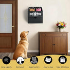 Pet Food Storage Container with Drawer, Wooden Dog Treat Container | Black Pet Food Storage with 2 Plastic Dog Treat Jars for Dog and Cat,Wood Cat Treat Container, Dual Desk & Wall Mount Design